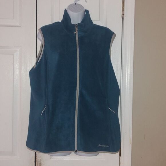 Eddie Bauer turquoise bluish fleece sleeveless vest Sz XL NWOT - Picture 1 of 6